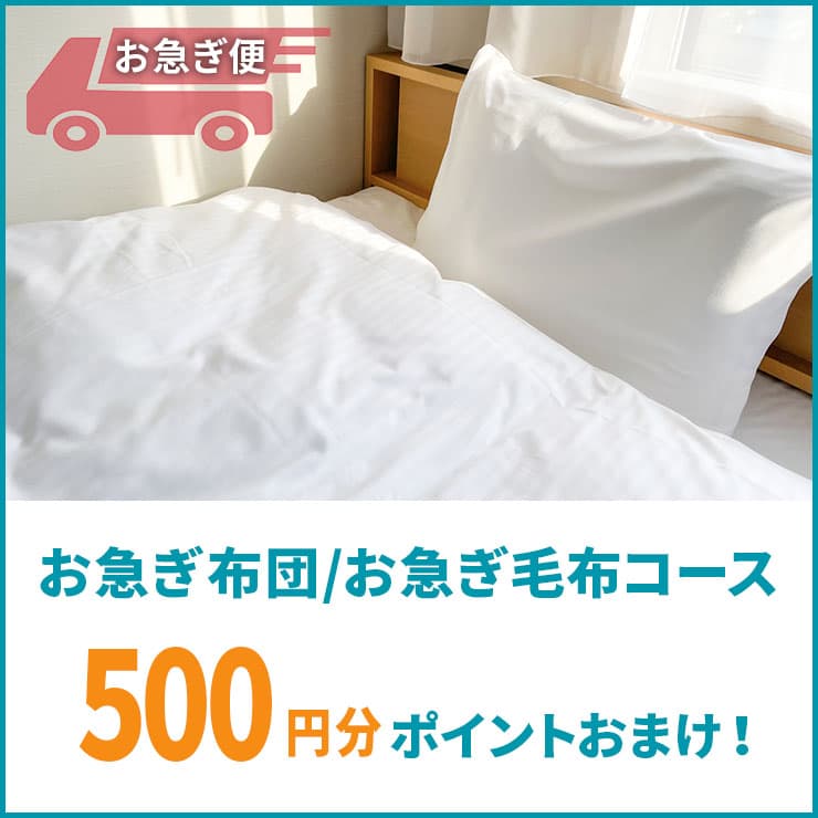 お急ぎ布団・お急ぎ毛布ご利用で500ポイントおまけキャンペーン