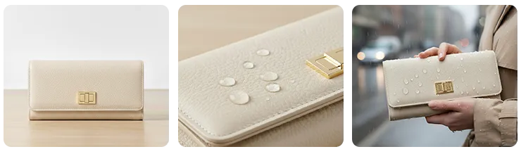 はっ水加工で大切な財布を守ります