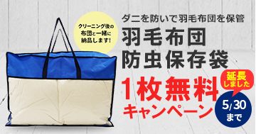 羽毛布団防虫保存袋1枚無料キャンペーン